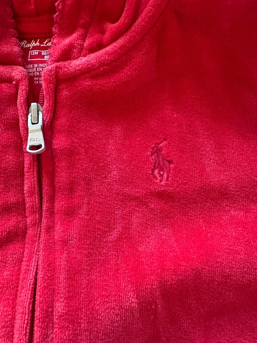 Ralph Lauren Baby Girls Red Velour Set - 12 Months - EUC